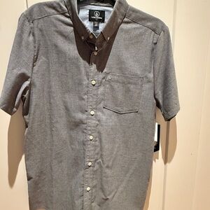 Volcom Men's Charcoal Button Down Shirt